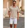 image:imageCOOFANDY Mens Casual Button Down Short Sleeve Shirts Untucked Wrinkle Free Shirt Stretch Dress ShirtsLight Khaki