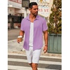 image:imageCOOFANDY Mens Casual Button Down Short Sleeve Shirts Untucked Wrinkle Free Shirt Stretch Dress ShirtsLilac