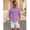 image:imageCOOFANDY Mens Casual Button Down Short Sleeve Shirts Untucked Wrinkle Free Shirt Stretch Dress ShirtsLilac