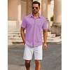 image:imageCOOFANDY Mens Casual Button Down Short Sleeve Shirts Untucked Wrinkle Free Shirt Stretch Dress ShirtsLilac