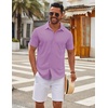 image:imageCOOFANDY Mens Casual Button Down Short Sleeve Shirts Untucked Wrinkle Free Shirt Stretch Dress ShirtsLilac