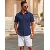 image:imageCOOFANDY Mens Casual Button Down Short Sleeve Shirts Untucked Wrinkle Free Shirt Stretch Dress ShirtsNavy Blue