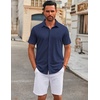 image:imageCOOFANDY Mens Casual Button Down Short Sleeve Shirts Untucked Wrinkle Free Shirt Stretch Dress ShirtsNavy Blue