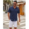 image:imageCOOFANDY Mens Casual Button Down Short Sleeve Shirts Untucked Wrinkle Free Shirt Stretch Dress ShirtsNavy Blue