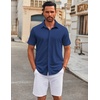 image:imageCOOFANDY Mens Casual Button Down Short Sleeve Shirts Untucked Wrinkle Free Shirt Stretch Dress ShirtsOcean Blue