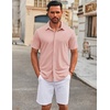 image:imageCOOFANDY Mens Casual Button Down Short Sleeve Shirts Untucked Wrinkle Free Shirt Stretch Dress ShirtsPink