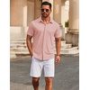 image:imageCOOFANDY Mens Casual Button Down Short Sleeve Shirts Untucked Wrinkle Free Shirt Stretch Dress ShirtsPink