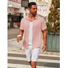 image:imageCOOFANDY Mens Casual Button Down Short Sleeve Shirts Untucked Wrinkle Free Shirt Stretch Dress ShirtsPink
