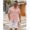 image:imageCOOFANDY Mens Casual Button Down Short Sleeve Shirts Untucked Wrinkle Free Shirt Stretch Dress ShirtsPink