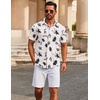 image:imageCOOFANDY Mens Casual Button Down Short Sleeve Shirts Untucked Wrinkle Free Shirt Stretch Dress ShirtsWhite  Leaf