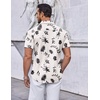 image:imageCOOFANDY Mens Casual Button Down Short Sleeve Shirts Untucked Wrinkle Free Shirt Stretch Dress ShirtsWhite  Leaf
