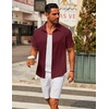 image:imageCOOFANDY Mens Casual Button Down Short Sleeve Shirts Untucked Wrinkle Free Shirt Stretch Dress ShirtsWine Red