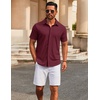 image:imageCOOFANDY Mens Casual Button Down Short Sleeve Shirts Untucked Wrinkle Free Shirt Stretch Dress ShirtsWine Red