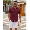 image:imageCOOFANDY Mens Casual Button Down Short Sleeve Shirts Untucked Wrinkle Free Shirt Stretch Dress ShirtsWine Red