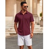 image:imageCOOFANDY Mens Casual Button Down Short Sleeve Shirts Untucked Wrinkle Free Shirt Stretch Dress ShirtsWine Red