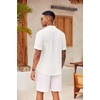 image:imageCOOFANDY Mens Casual Henley Shirt Short Sleeve Summer Shirts Linen Band Collar Summer Beach Hippie TShirts01white
