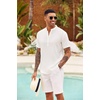 image:imageCOOFANDY Mens Casual Henley Shirt Short Sleeve Summer Shirts Linen Band Collar Summer Beach Hippie TShirts01white
