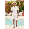 image:imageCOOFANDY Mens Casual Henley Shirt Short Sleeve Summer Shirts Linen Band Collar Summer Beach Hippie TShirts01white