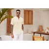 image:imageCOOFANDY Mens Casual Henley Shirt Short Sleeve Summer Shirts Linen Band Collar Summer Beach Hippie TShirtsBeige