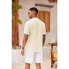 image:imageCOOFANDY Mens Casual Henley Shirt Short Sleeve Summer Shirts Linen Band Collar Summer Beach Hippie TShirtsBeige