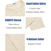 image:imageCOOFANDY Mens Casual Henley Shirt Short Sleeve Summer Shirts Linen Band Collar Summer Beach Hippie TShirtsBeige