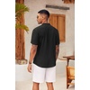 image:imageCOOFANDY Mens Casual Henley Shirt Short Sleeve Summer Shirts Linen Band Collar Summer Beach Hippie TShirtsBlack