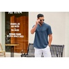 image:imageCOOFANDY Mens Casual Henley Shirt Short Sleeve Summer Shirts Linen Band Collar Summer Beach Hippie TShirtsDark Blue