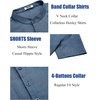image:imageCOOFANDY Mens Casual Henley Shirt Short Sleeve Summer Shirts Linen Band Collar Summer Beach Hippie TShirtsDark Blue