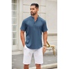 image:imageCOOFANDY Mens Casual Henley Shirt Short Sleeve Summer Shirts Linen Band Collar Summer Beach Hippie TShirtsDark Blue