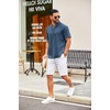 image:imageCOOFANDY Mens Casual Henley Shirt Short Sleeve Summer Shirts Linen Band Collar Summer Beach Hippie TShirtsDark Blue