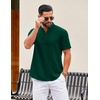 image:imageCOOFANDY Mens Casual Henley Shirt Short Sleeve Summer Shirts Linen Band Collar Summer Beach Hippie TShirtsDark Green