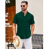 image:imageCOOFANDY Mens Casual Henley Shirt Short Sleeve Summer Shirts Linen Band Collar Summer Beach Hippie TShirtsDark Green