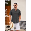 image:imageCOOFANDY Mens Casual Henley Shirt Short Sleeve Summer Shirts Linen Band Collar Summer Beach Hippie TShirtsDark Grey