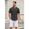 image:imageCOOFANDY Mens Casual Henley Shirt Short Sleeve Summer Shirts Linen Band Collar Summer Beach Hippie TShirtsDark Grey