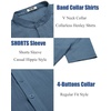 image:imageCOOFANDY Mens Casual Henley Shirt Short Sleeve Summer Shirts Linen Band Collar Summer Beach Hippie TShirtsDenim Blue