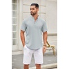 image:imageCOOFANDY Mens Casual Henley Shirt Short Sleeve Summer Shirts Linen Band Collar Summer Beach Hippie TShirtsGrey