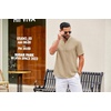 image:imageCOOFANDY Mens Casual Henley Shirt Short Sleeve Summer Shirts Linen Band Collar Summer Beach Hippie TShirtsKhaki