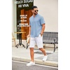 image:imageCOOFANDY Mens Casual Henley Shirt Short Sleeve Summer Shirts Linen Band Collar Summer Beach Hippie TShirtsLight Blue