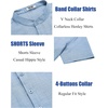 image:imageCOOFANDY Mens Casual Henley Shirt Short Sleeve Summer Shirts Linen Band Collar Summer Beach Hippie TShirtsLight Blue