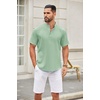 image:imageCOOFANDY Mens Casual Henley Shirt Short Sleeve Summer Shirts Linen Band Collar Summer Beach Hippie TShirtsLight Green