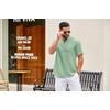image:imageCOOFANDY Mens Casual Henley Shirt Short Sleeve Summer Shirts Linen Band Collar Summer Beach Hippie TShirtsLight Green