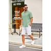 image:imageCOOFANDY Mens Casual Henley Shirt Short Sleeve Summer Shirts Linen Band Collar Summer Beach Hippie TShirtsLight Green