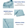 image:imageCOOFANDY Mens Casual Henley Shirt Short Sleeve Summer Shirts Linen Band Collar Summer Beach Hippie TShirtsLight Ice Blue