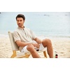 image:imageCOOFANDY Mens Casual Henley Shirt Short Sleeve Summer Shirts Linen Band Collar Summer Beach Hippie TShirtsLight Khaki