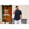 image:imageCOOFANDY Mens Casual Henley Shirt Short Sleeve Summer Shirts Linen Band Collar Summer Beach Hippie TShirtsNavy Blue