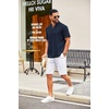 image:imageCOOFANDY Mens Casual Henley Shirt Short Sleeve Summer Shirts Linen Band Collar Summer Beach Hippie TShirtsNavy Blue