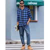image:imageCOOFANDY Mens Casual Long Sleeve Button Up Plaid Flannel Shirt Jacket with PocketBuffalo Black Blue