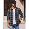 image:imageCOOFANDY Mens Casual Long Sleeve Button Up Plaid Flannel Shirt Jacket with PocketBuffalo Black Gray
