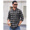 image:imageCOOFANDY Mens Casual Long Sleeve Button Up Plaid Flannel Shirt Jacket with PocketBuffalo Black Gray
