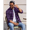 image:imageCOOFANDY Mens Casual Long Sleeve Button Up Plaid Flannel Shirt Jacket with PocketBuffalo Black Purple